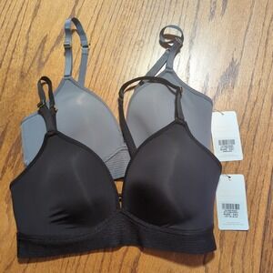 Lot Of 2 Lively Lightly Padded Spacer Bras Jet Black/Smoke 34C Style #42667